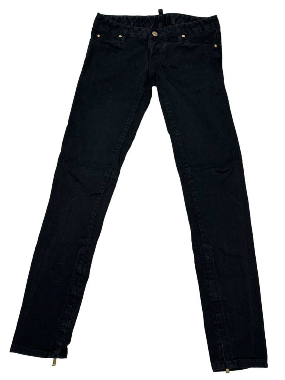 DSQUARED2 Womens IT 40 Black Skinny Jeans Low Rise Ankle Zip Made Italy Stretch